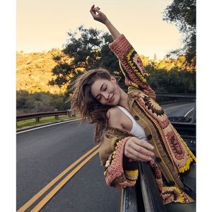 Free People No Rain Crochet Sweater Jacket S